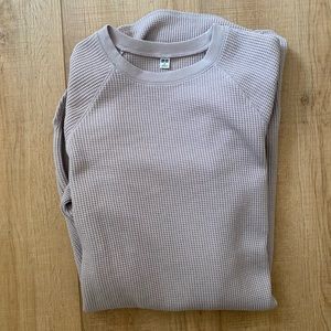 Beige Waffle Long Sleeve Dress - Size M